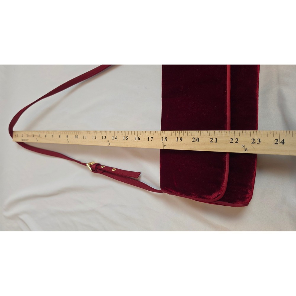 J. Crew Burgundy Velvet Baguette Bag Y2K Shoulder Bag Holiday Evening Purse NWT - Picture 4 of 6